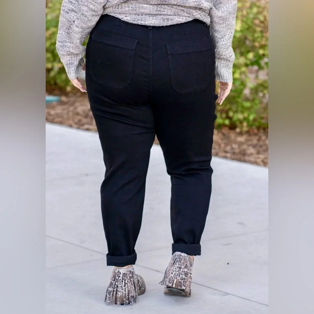 Judy Blue high rise straight fit joggers. Finished hem when uncuffed. - Picture 2 of 4